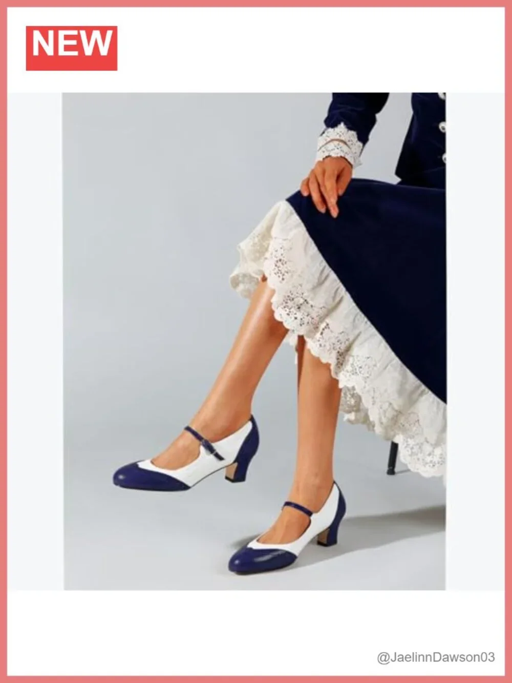Womens Kitten Heel Two Tone Wingtip Mary Jane Pumps Oxford Style Ankle Strap